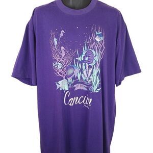 Cancun Mexico T Shirt Vintage 80s Sleep Tropical Fish Coral Reef Mens Size 2XL